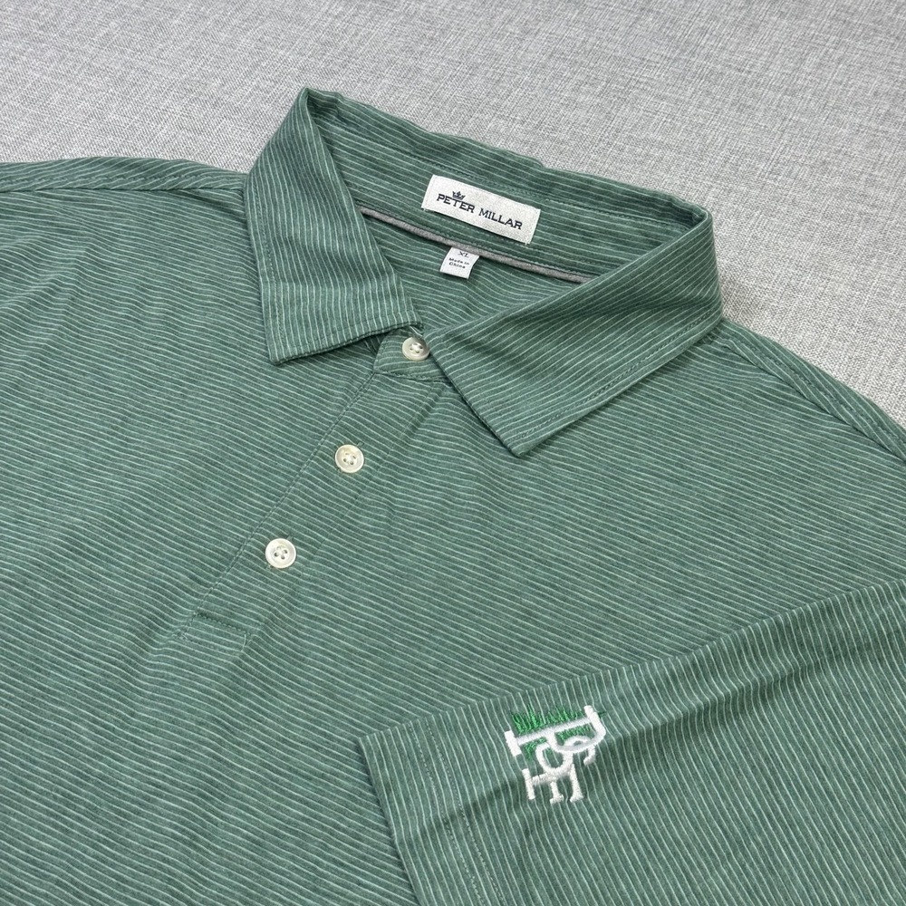 Peter Millar Crown Soft Biscayne Golf Polo Shirt Mens XL Green Cotton Silk Blend